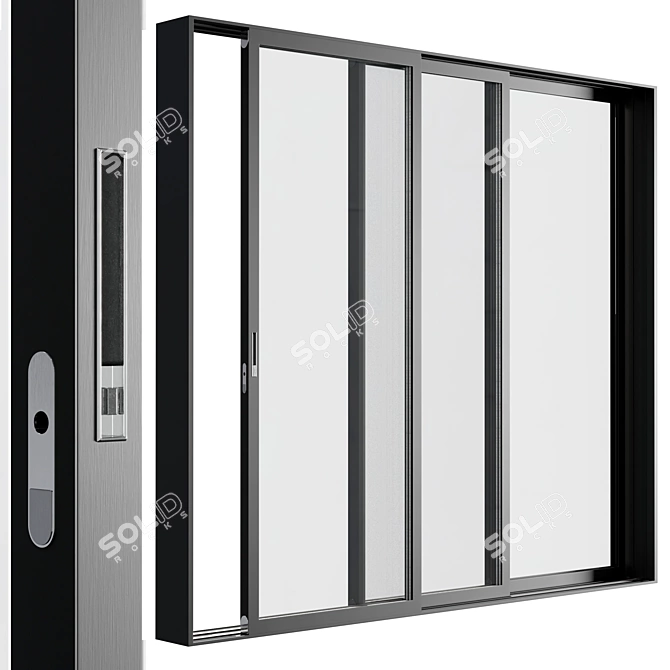 Modern Sliding Metal Windows-Doors 3D model image 2