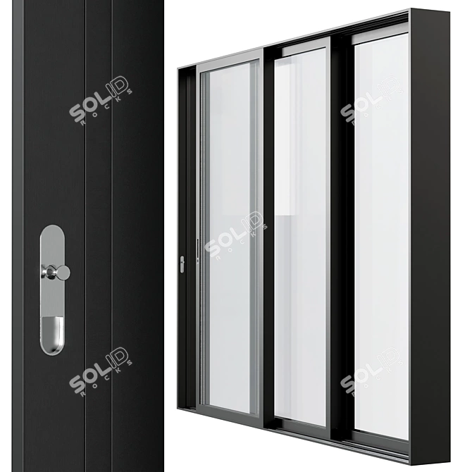 Modern Sliding Metal Windows-Doors 3D model image 3