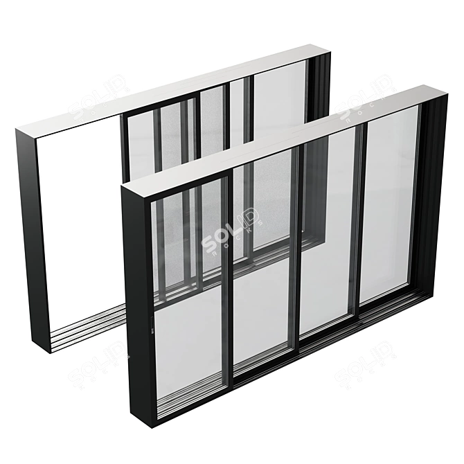 Modern Sliding Metal Windows-Doors 3D model image 4