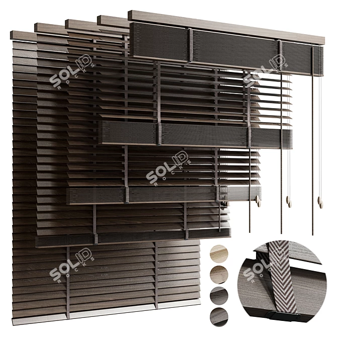 150 cm Wooden Blind 02 3D model image 1