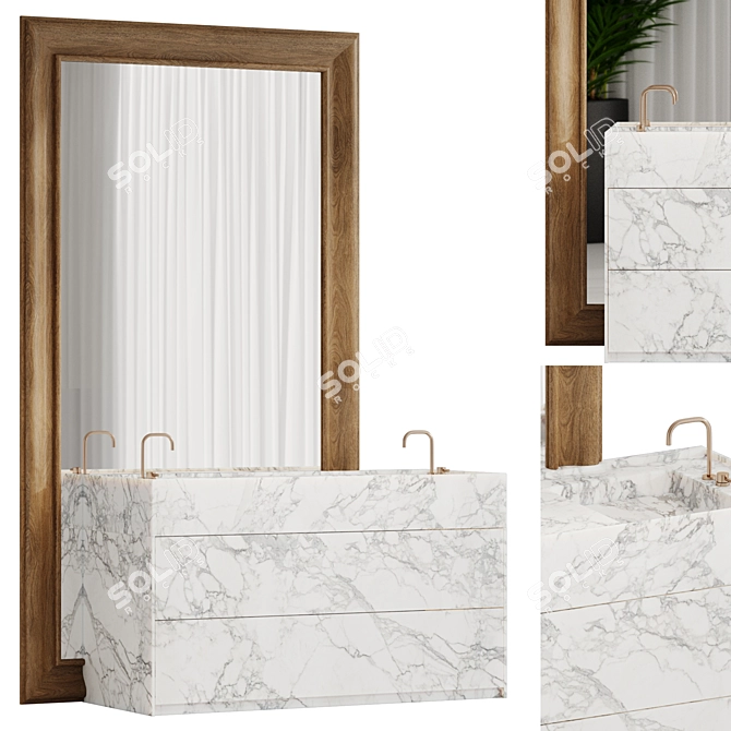 Modern Bathroom Furniture Set 3D model image 1