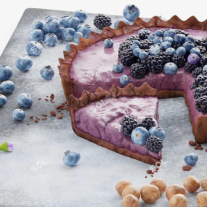 Delicious Blueberry Pie Baking Mold 3D model image 4