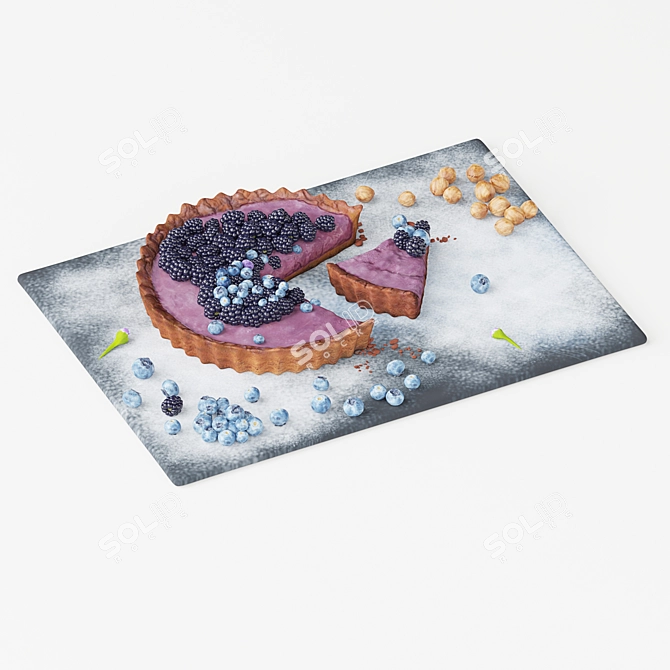 Delicious Blueberry Pie Baking Mold 3D model image 6