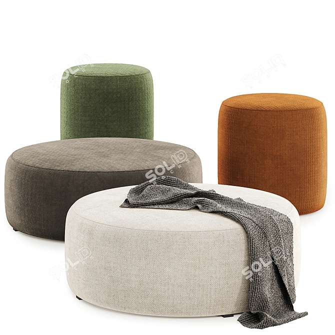 Versatile Folk Pouf in 4 Colorful Choices 3D model image 1