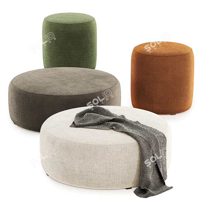 Versatile Folk Pouf in 4 Colorful Choices 3D model image 2