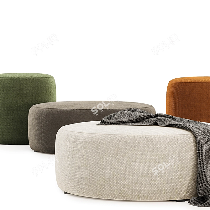 Versatile Folk Pouf in 4 Colorful Choices 3D model image 4