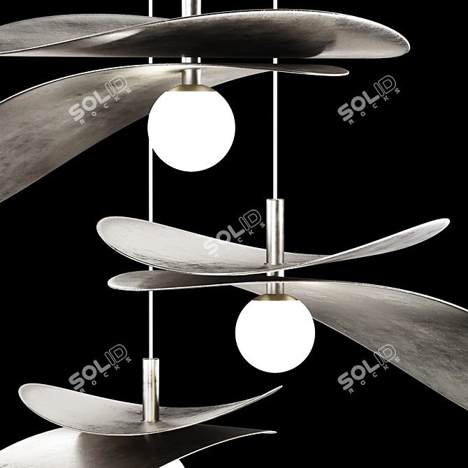 Chrome Metal Pendant Light Trio 3D model image 5