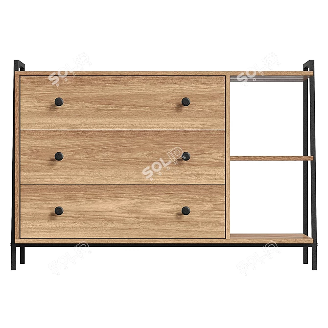  Modern 3-Drawer Dresser, Realistic UVs 3D model image 2