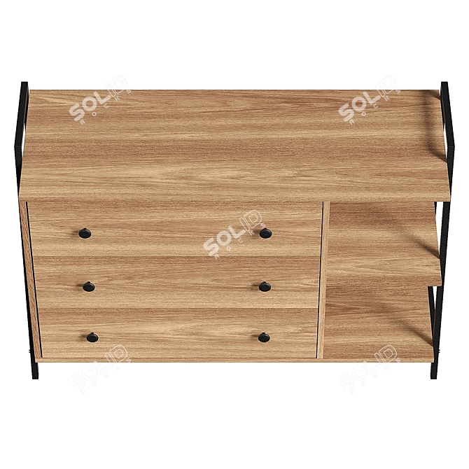  Modern 3-Drawer Dresser, Realistic UVs 3D model image 3