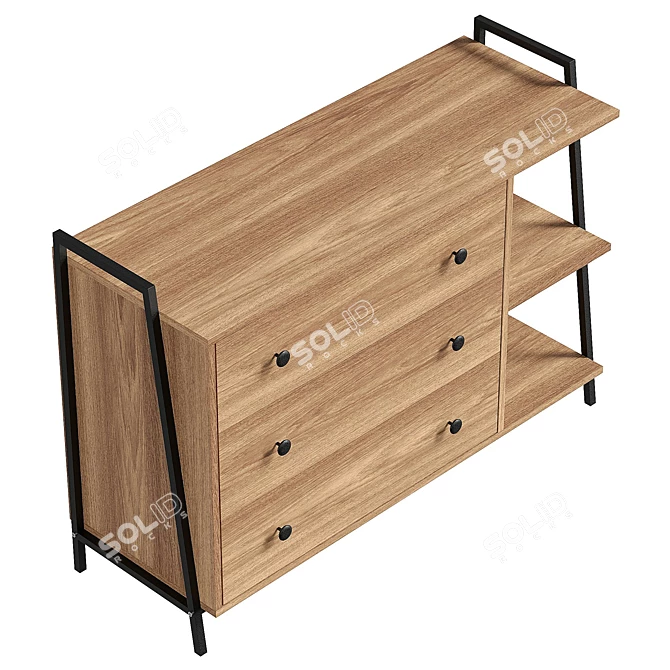  Modern 3-Drawer Dresser, Realistic UVs 3D model image 5