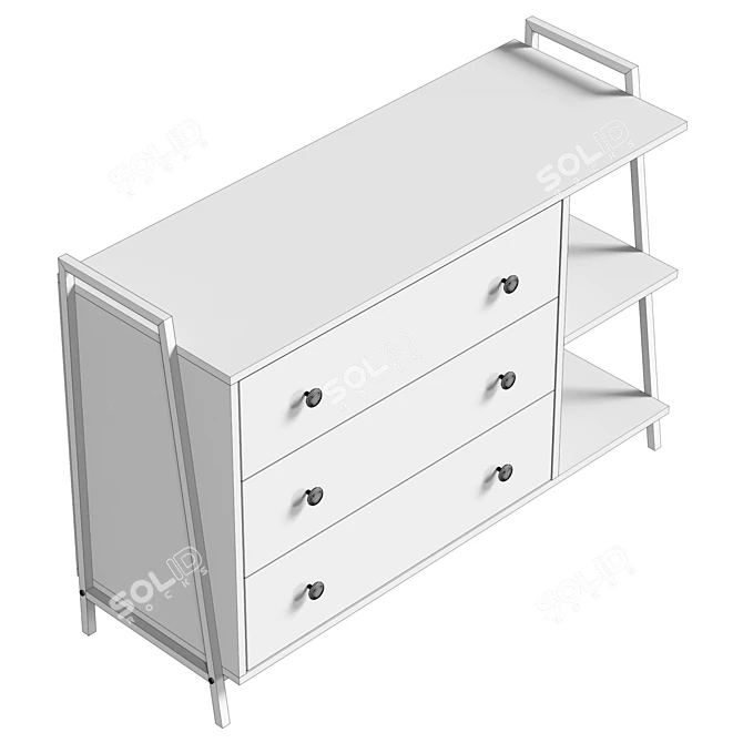  Modern 3-Drawer Dresser, Realistic UVs 3D model image 6