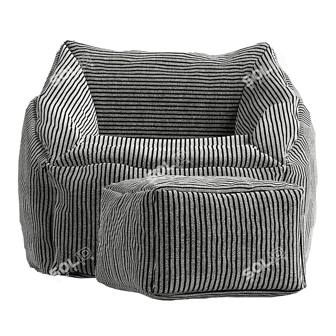 Morgan Charcoal Lounge Chair: Premium Corduroy 3D model image 2