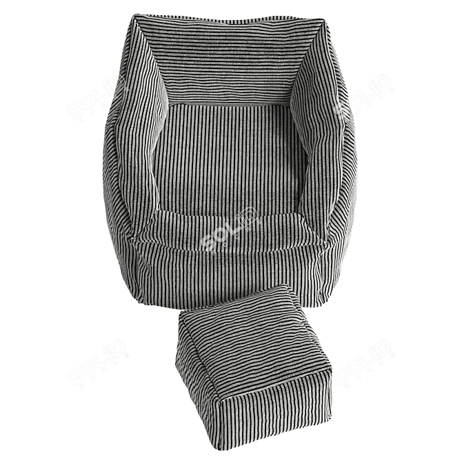 Morgan Charcoal Lounge Chair: Premium Corduroy 3D model image 3