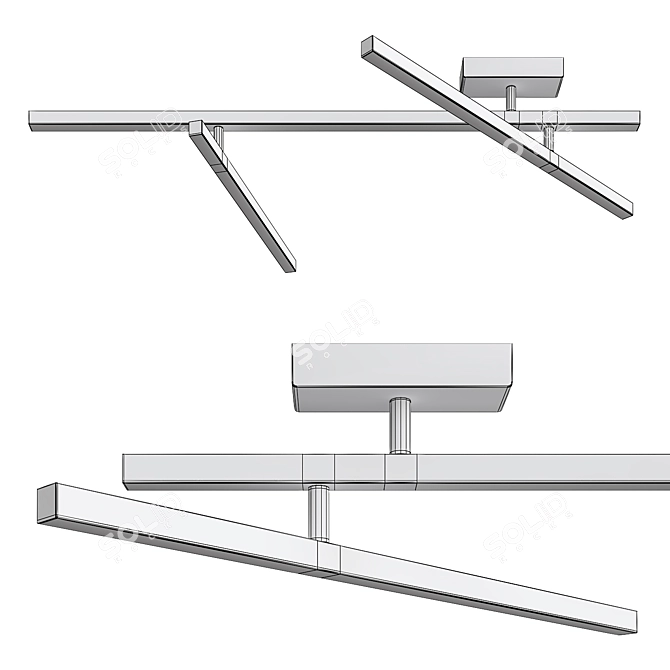 Sleek Metal Ceiling LED Light 3D model image 3