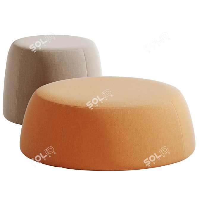 Boca Fabric Pouf: S/L, 3D-Ready 3D model image 1