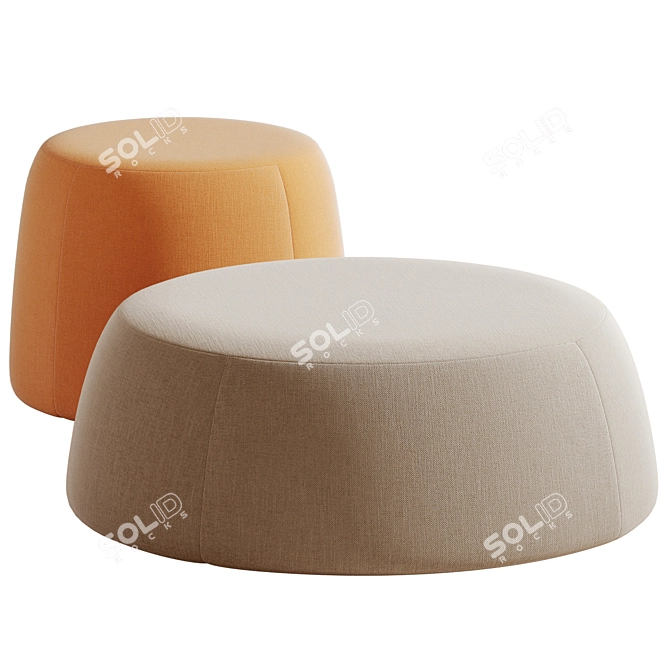 Boca Fabric Pouf: S/L, 3D-Ready 3D model image 2