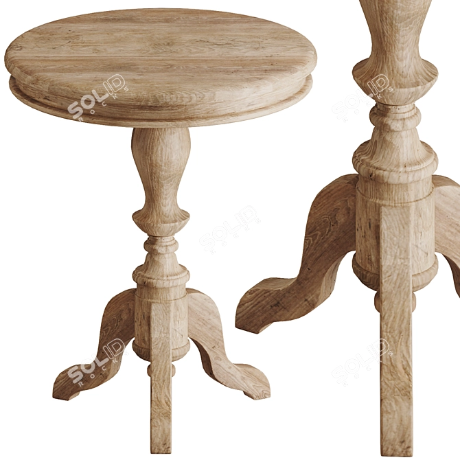 Classic Oak Round Side Table 3D model image 1