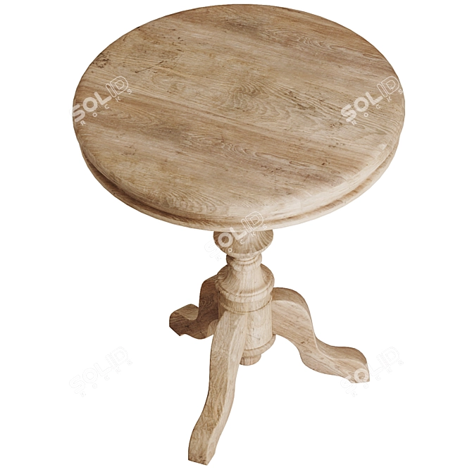Classic Oak Round Side Table 3D model image 2