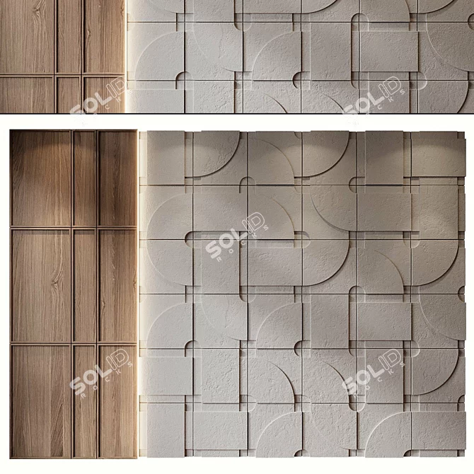 Natural Wood Wall Panel 3D 3D model image 1