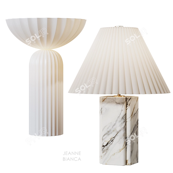 Fluted White Porcelain Table Lamp 3D model image 1