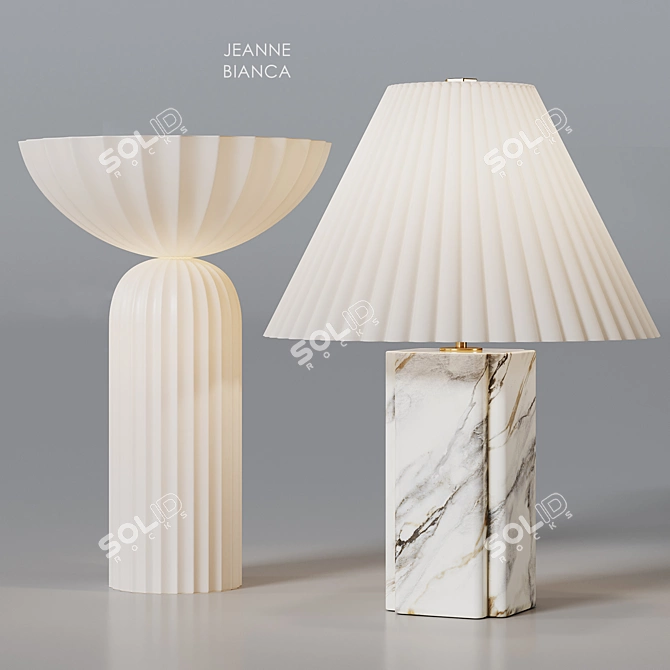 Fluted White Porcelain Table Lamp 3D model image 2