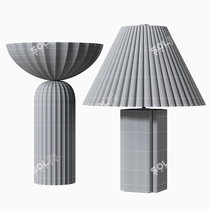 Fluted White Porcelain Table Lamp 3D model image 3