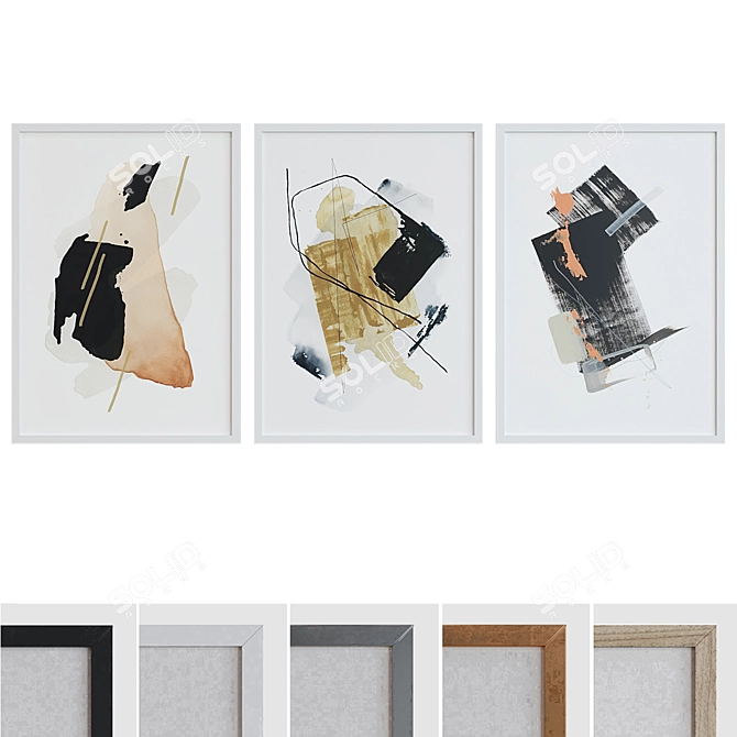 Modern Abstract Picture Frame Set 3D model image 1