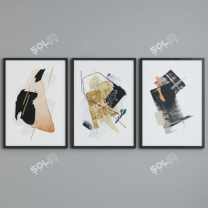 Modern Abstract Picture Frame Set 3D model image 2