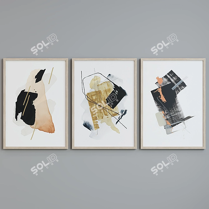 Modern Abstract Picture Frame Set 3D model image 3