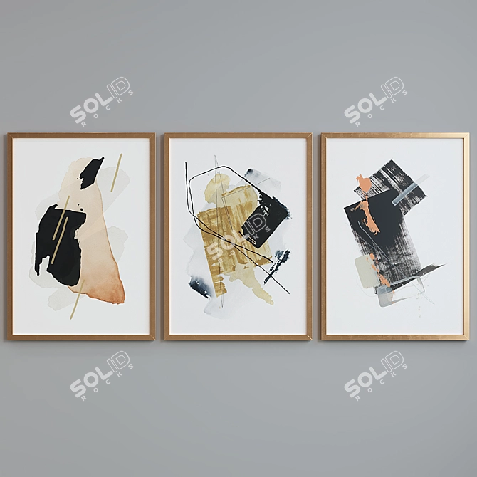 Modern Abstract Picture Frame Set 3D model image 4