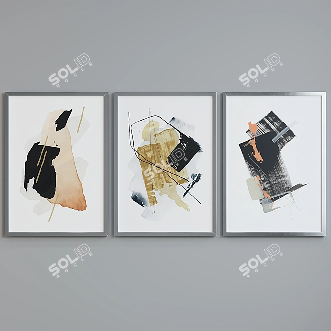 Modern Abstract Picture Frame Set 3D model image 5