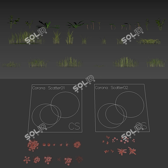 Grass Scatter Kit for Renders 3D model image 5