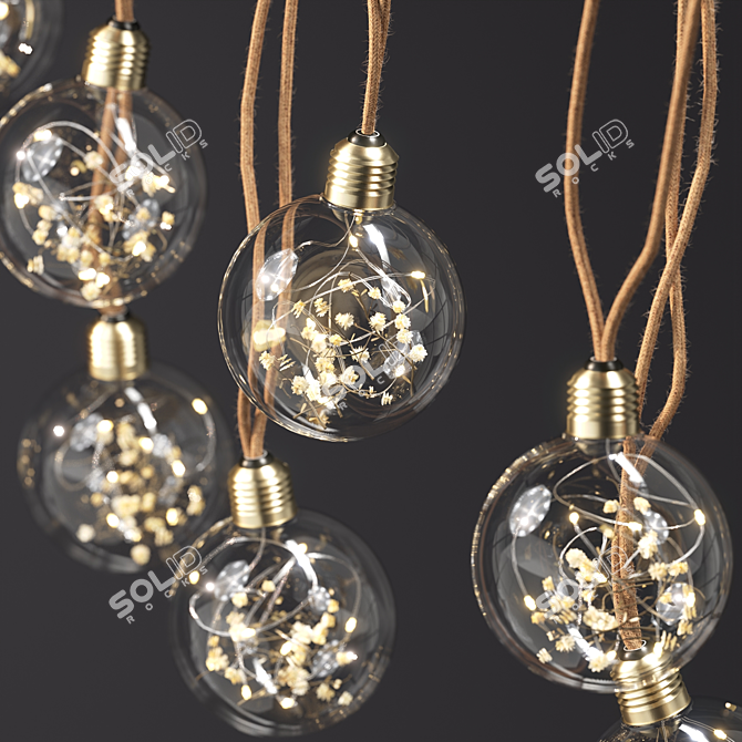 Delicate Dried Flower Lightbulb Bouquet 3D model image 4