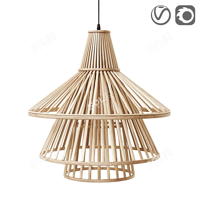 Bamboo Pendant Shade by Madam Stoltz 3D model image 4