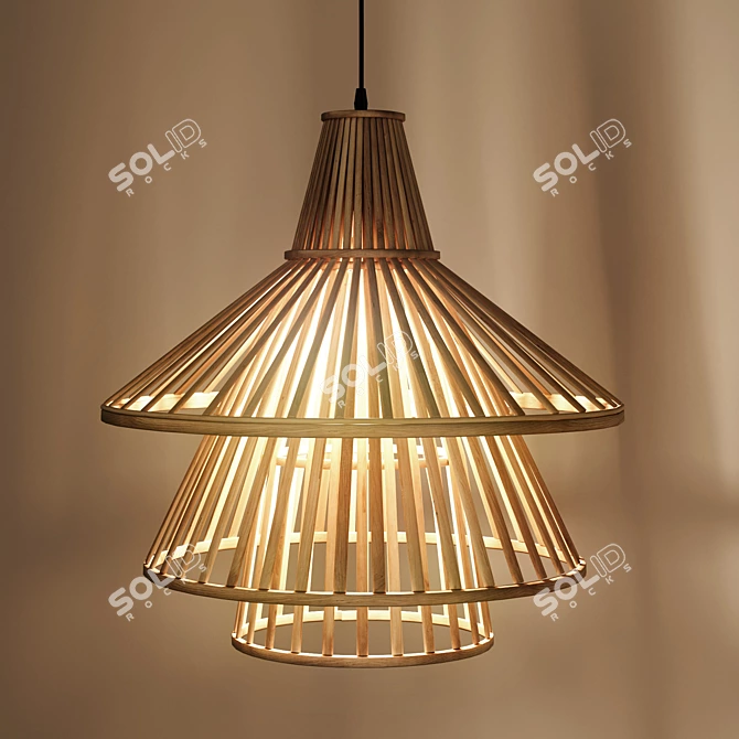 Bamboo Pendant Shade by Madam Stoltz 3D model image 1