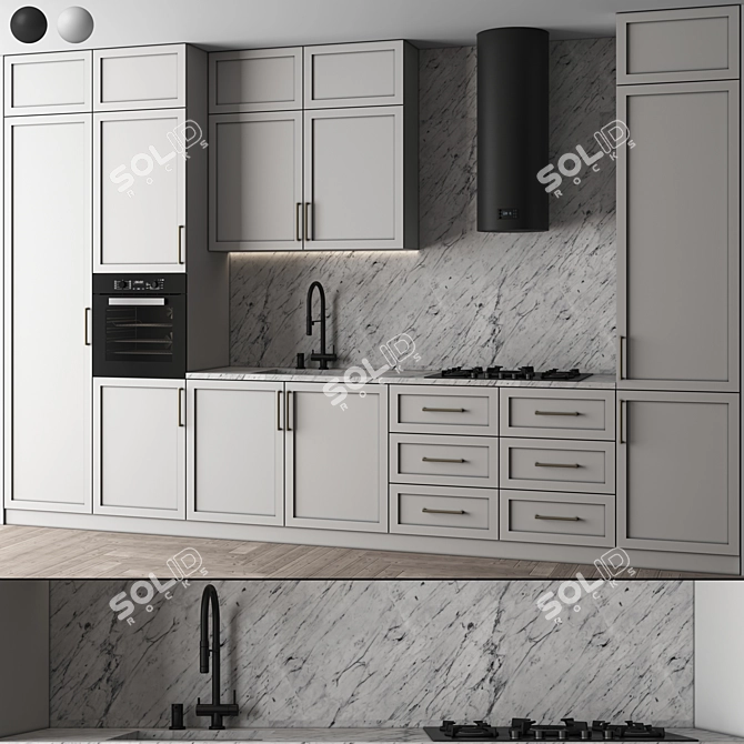 Versatile Modern Kitchen 3D Model 3D model image 1