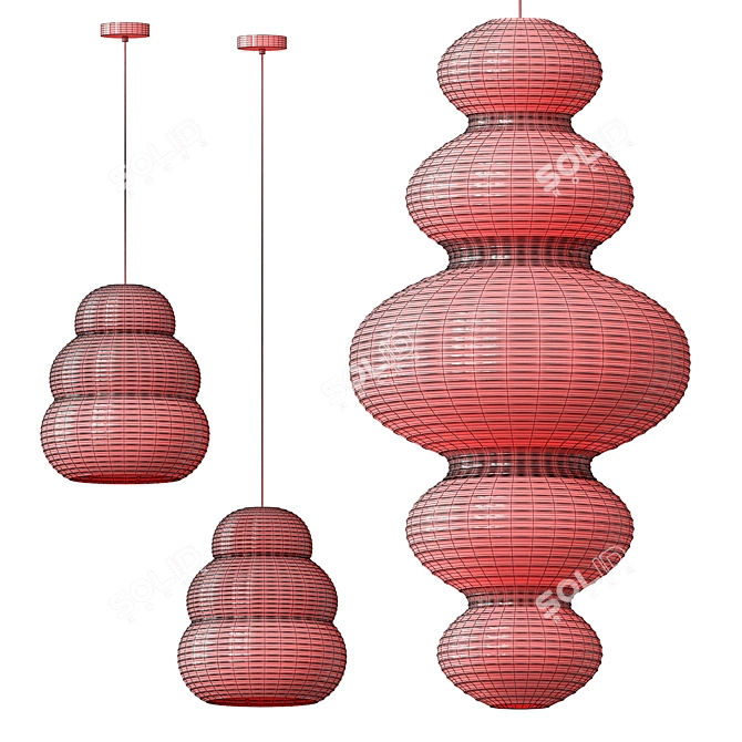 Exquisite Japanese Paper Lanterns 3D model image 3