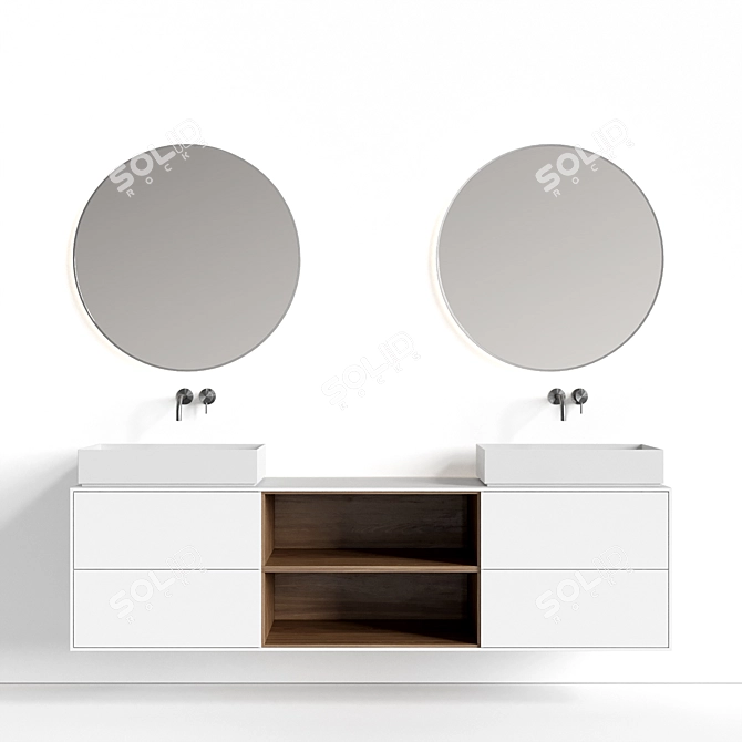 Modern Designer Double Sink Vanity 3D model image 1