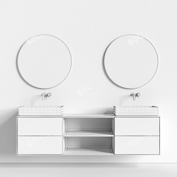 Modern Designer Double Sink Vanity 3D model image 3