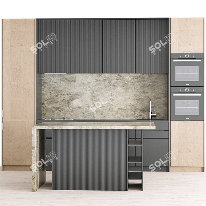 Modern Kitchen 3D Model Kit 3D model image 1