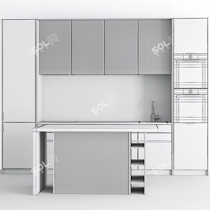 Modern Kitchen 3D Model Kit 3D model image 4