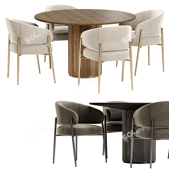 Elegant Linda Chair & Palais Royal Dining Table 3D model image 2