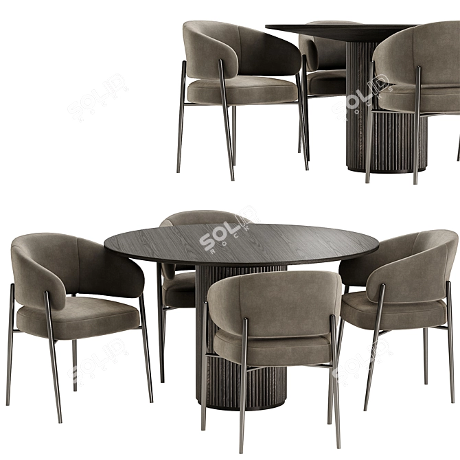 Elegant Linda Chair & Palais Royal Dining Table 3D model image 4