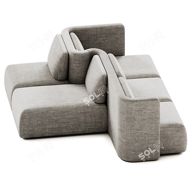 Saba Italia GALA 3-Piece Fabric Sofa 3D model image 2