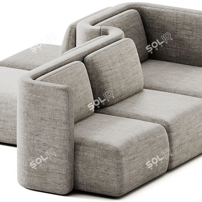 Saba Italia GALA 3-Piece Fabric Sofa 3D model image 3