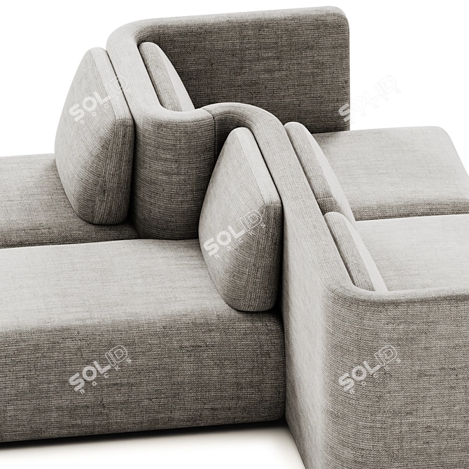 Saba Italia GALA 3-Piece Fabric Sofa 3D model image 5