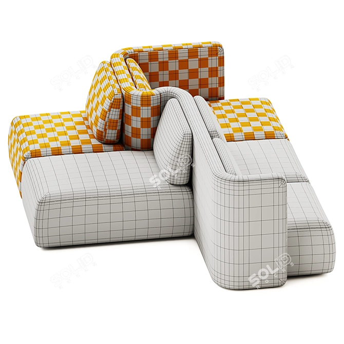 Saba Italia GALA 3-Piece Fabric Sofa 3D model image 6