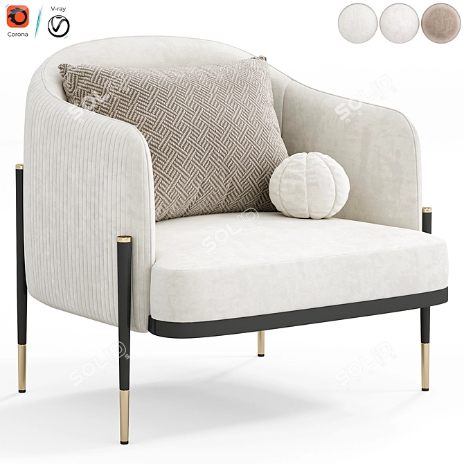 Elegant Oxford Armchair by Capitalcollection 3D model image 1