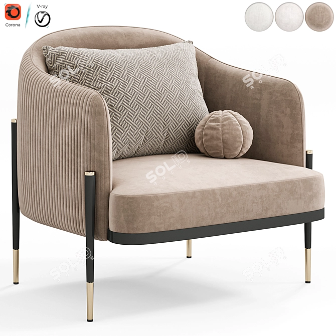 Elegant Oxford Armchair by Capitalcollection 3D model image 4