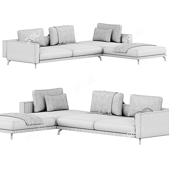 Marac Lione Corner Sofa: Modern Elegance 3D model image 3